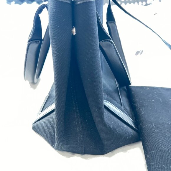 $1750 Authentic BALENCIAGA Made in ITALY Black Canvas Leather W/ Pouch Handbag - Picture 9 of 12